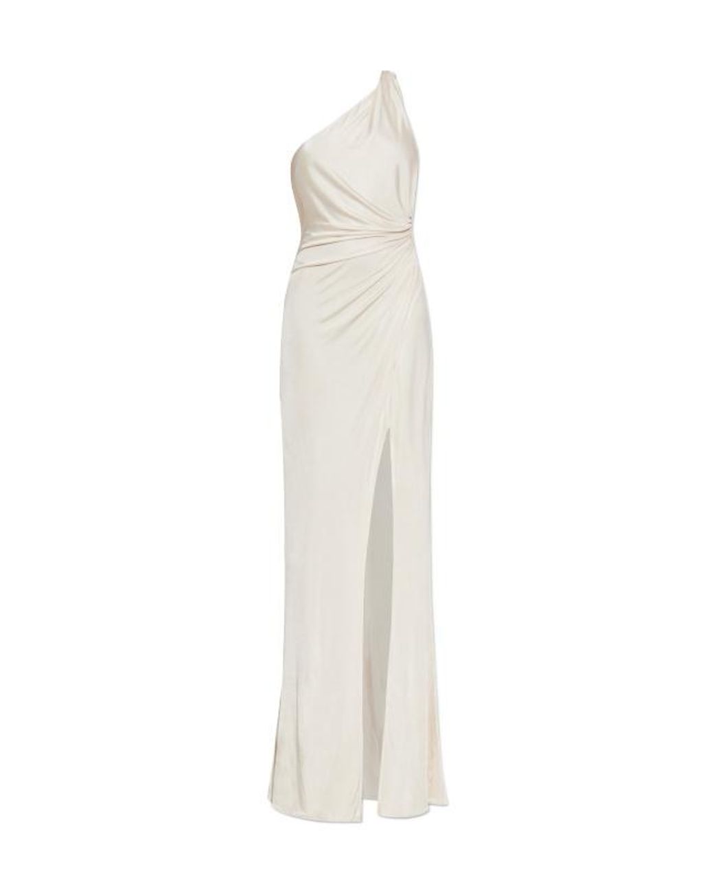Tom Ford White One-Shoulder Ruched Evening Dress
