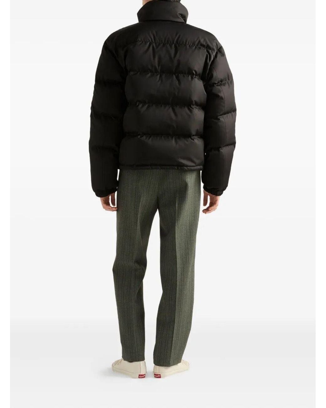 Prada Blue High Neck Zip-Up Quilted Jacket for men
