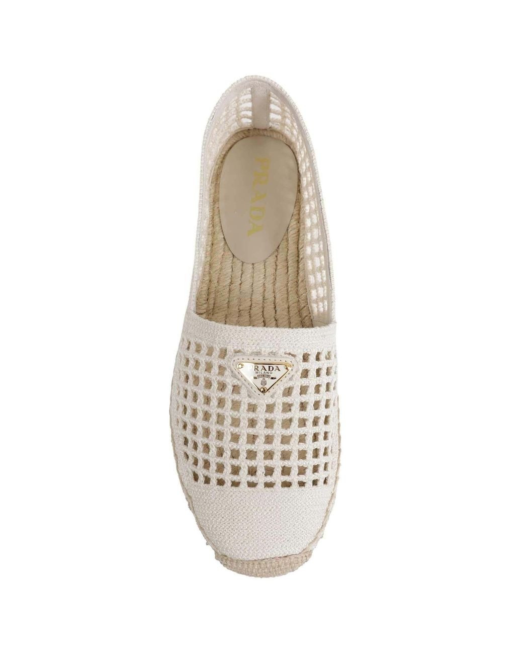 Prada White Crocheted Flat Shoes