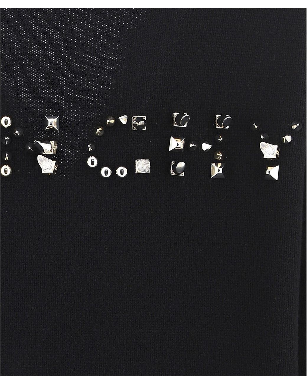Givenchy Black Studded-Logo Longline Cardigan