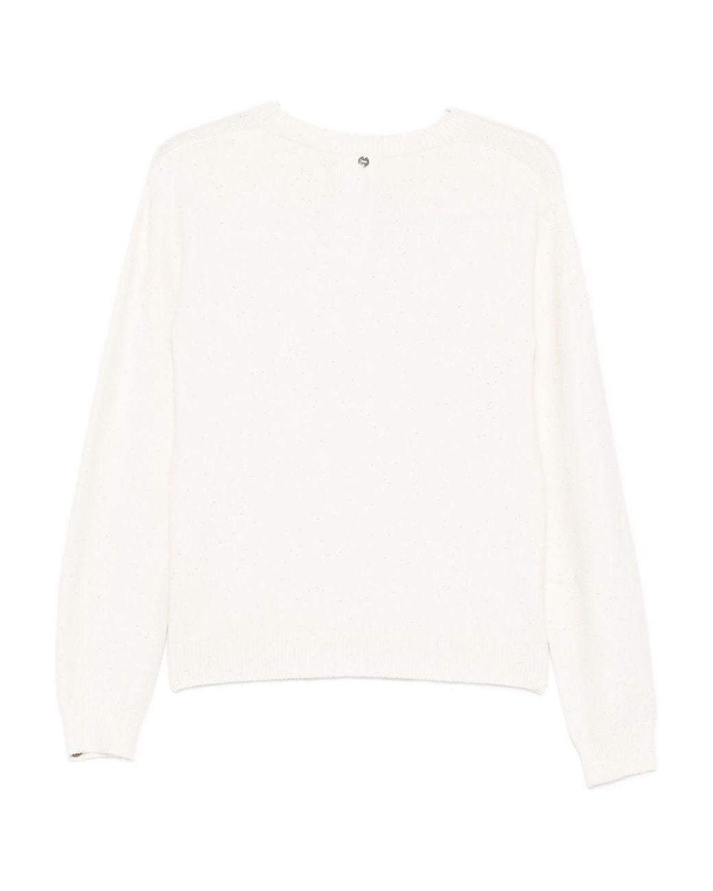 Liu Jo White Embellished Crewneck Jumper