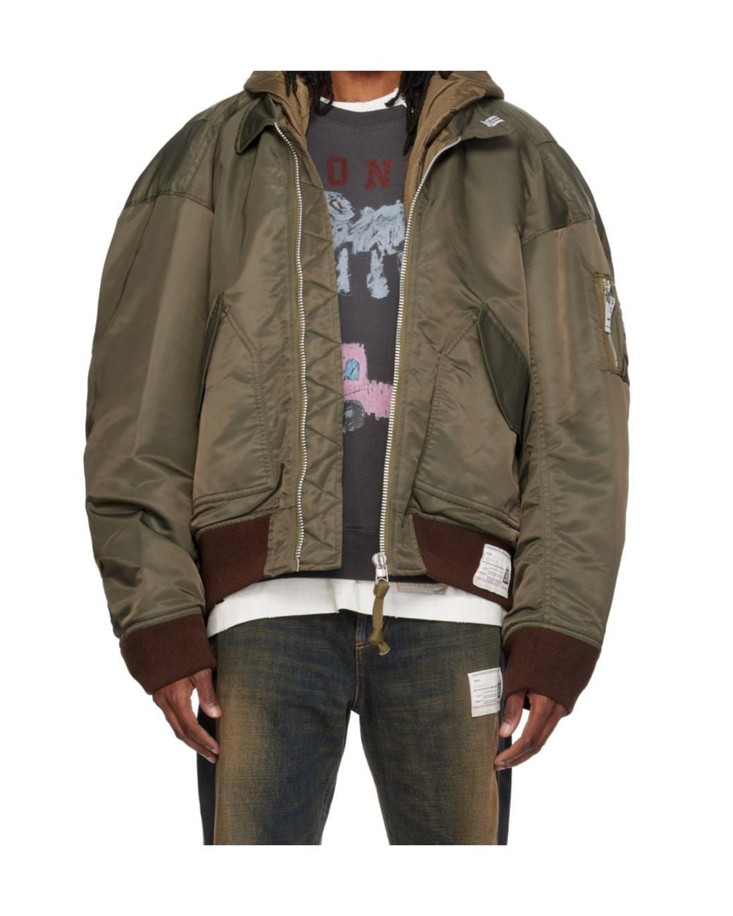 Maison Mihara Yasuhiro Brown Long-Sleeve Zippered Cotton-Padded Jacket for men
