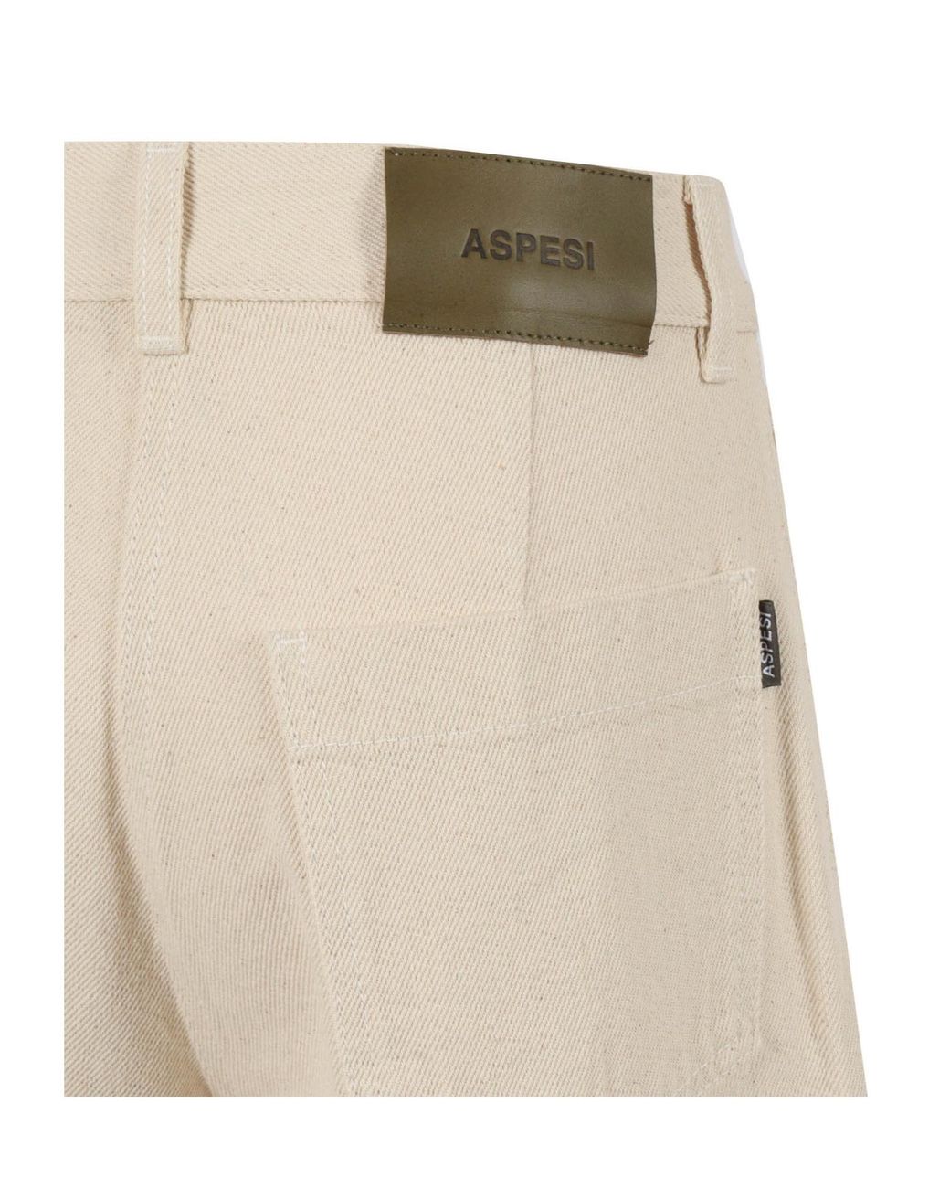 Aspesi Natural Logo Patch Wide Leg Jeans