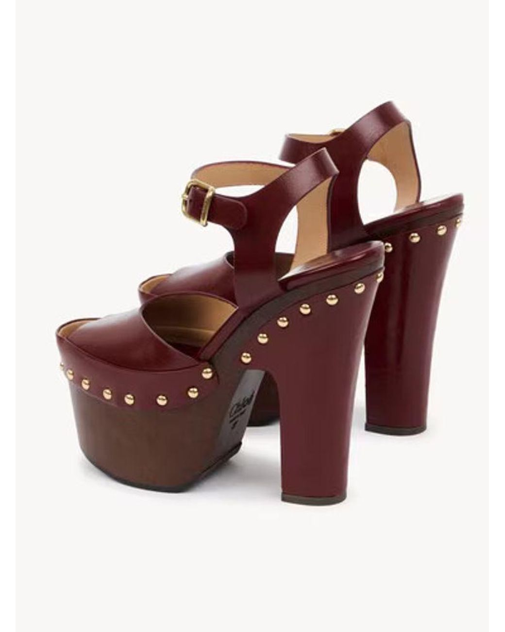 Chloé Red Chloé Meret Studded Platform Clogs