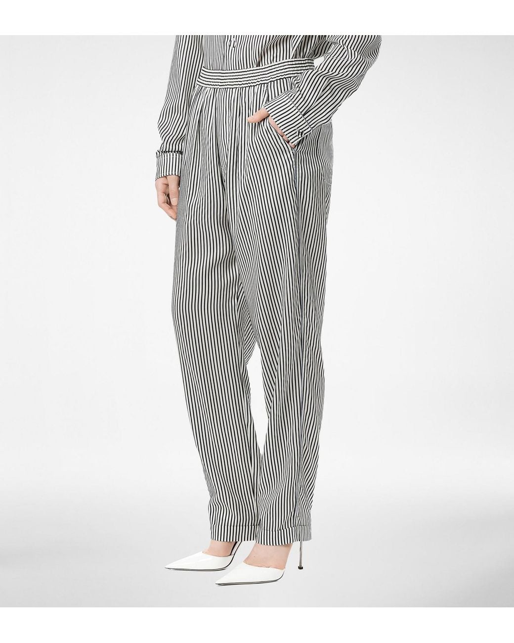 Tom Ford Gray Striped Turn-Up Hem Trousers