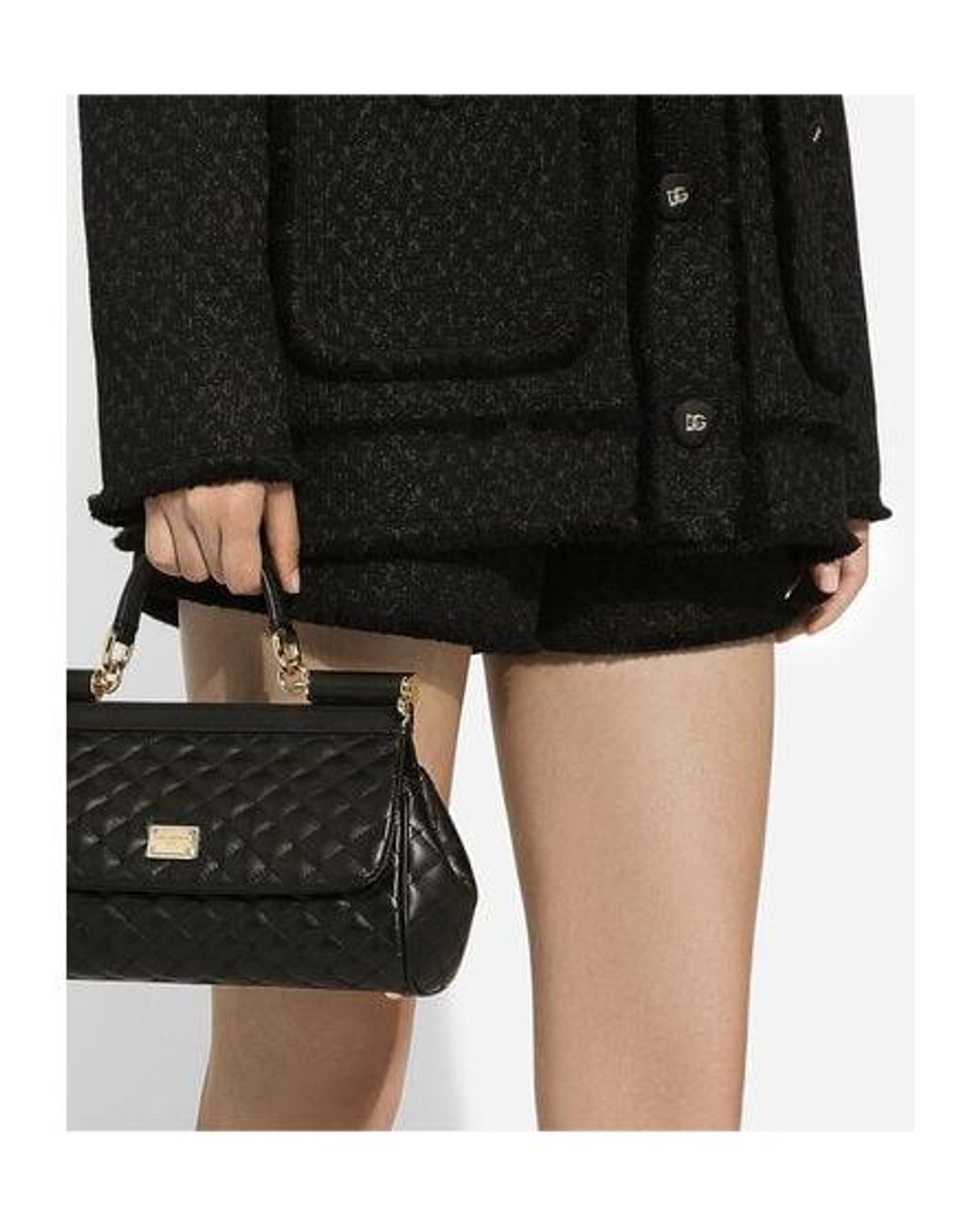 Dolce & Gabbana Black Single-Breasted Raschel Tweed Jacket