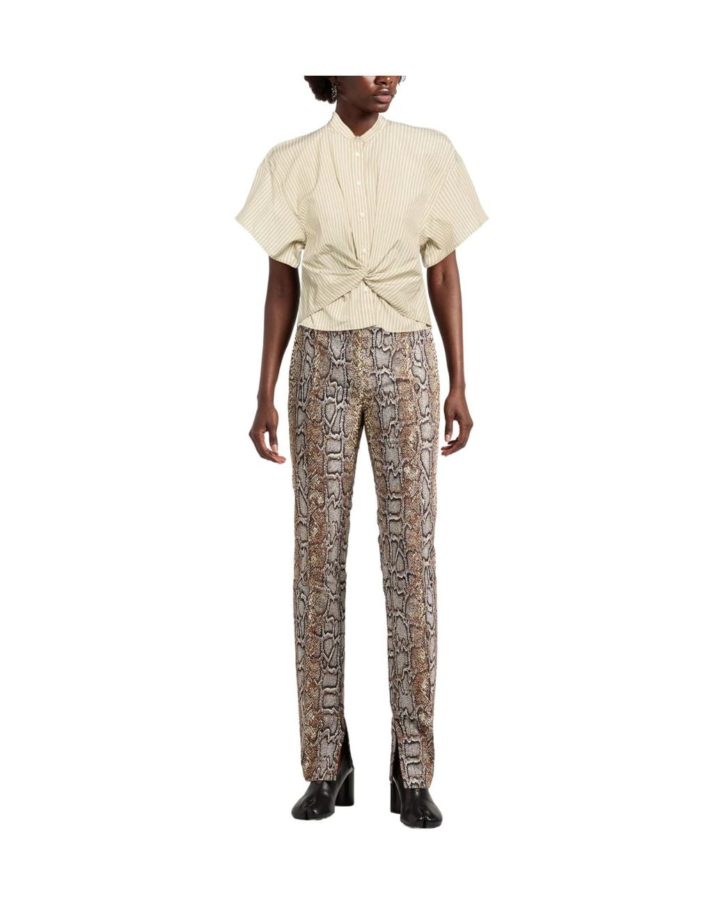 Rag & Bone Natural Striped Short-Sleeve Shirt