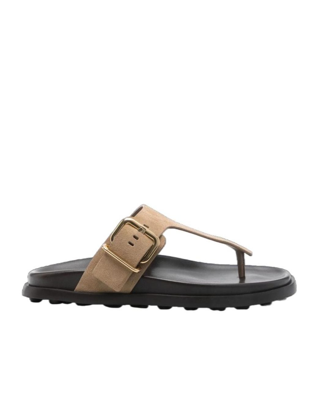 Tod's Brown Buckle Detailed Thong Sandals