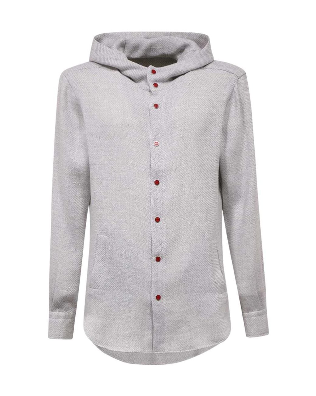 Kiton Gray Hooded Shirt for men