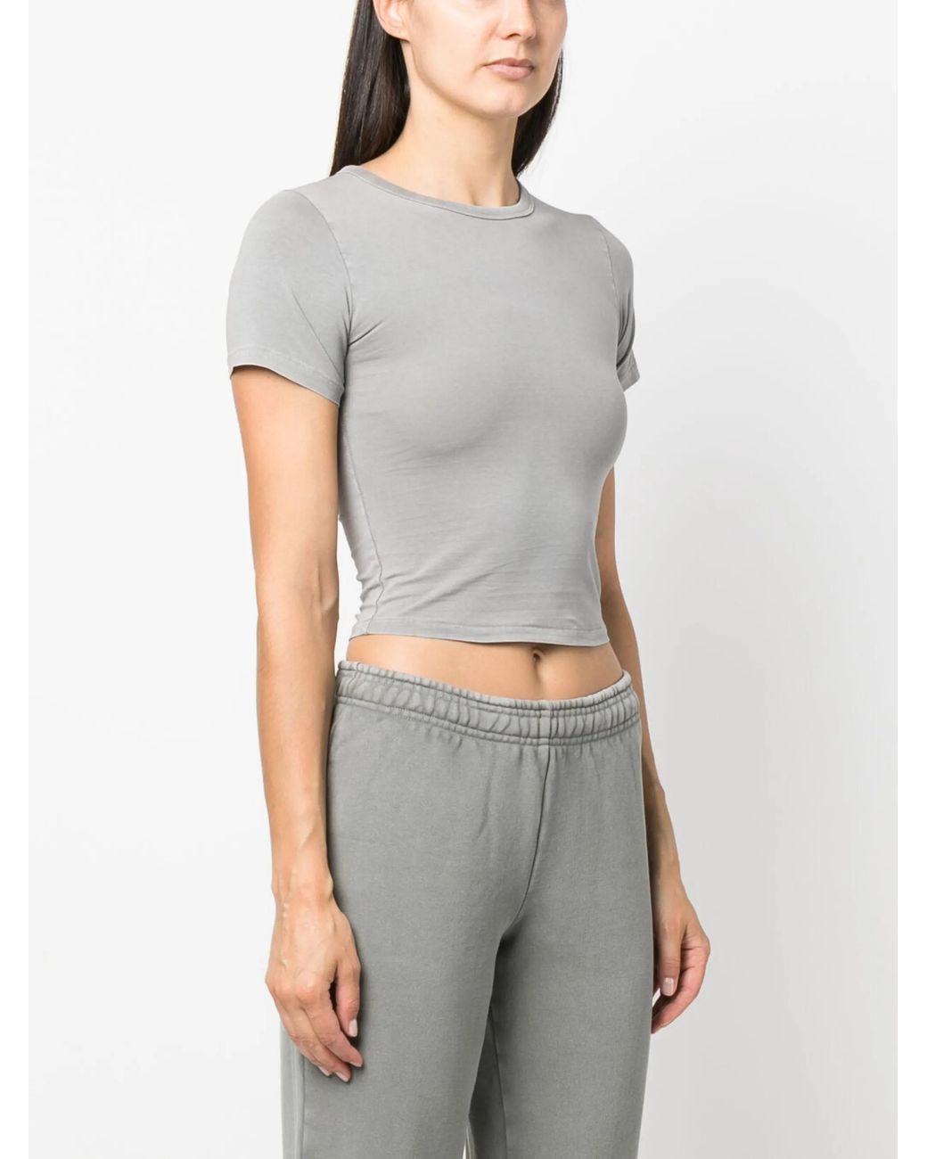 Entire studios Gray Short Sleeved Crewneck Cropped T-Shirt