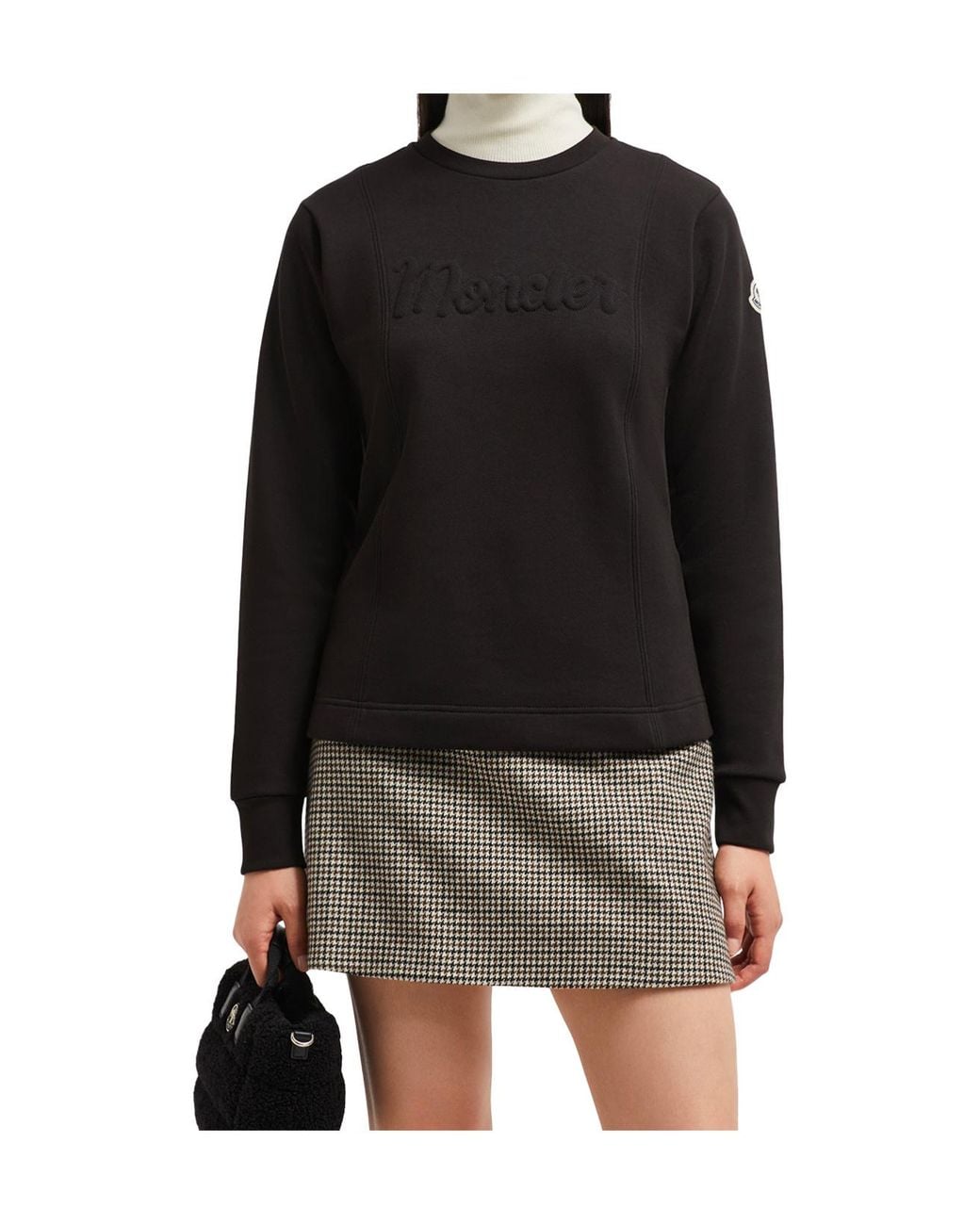 Moncler Black Logo Patch Crew Neck Sweatshirt