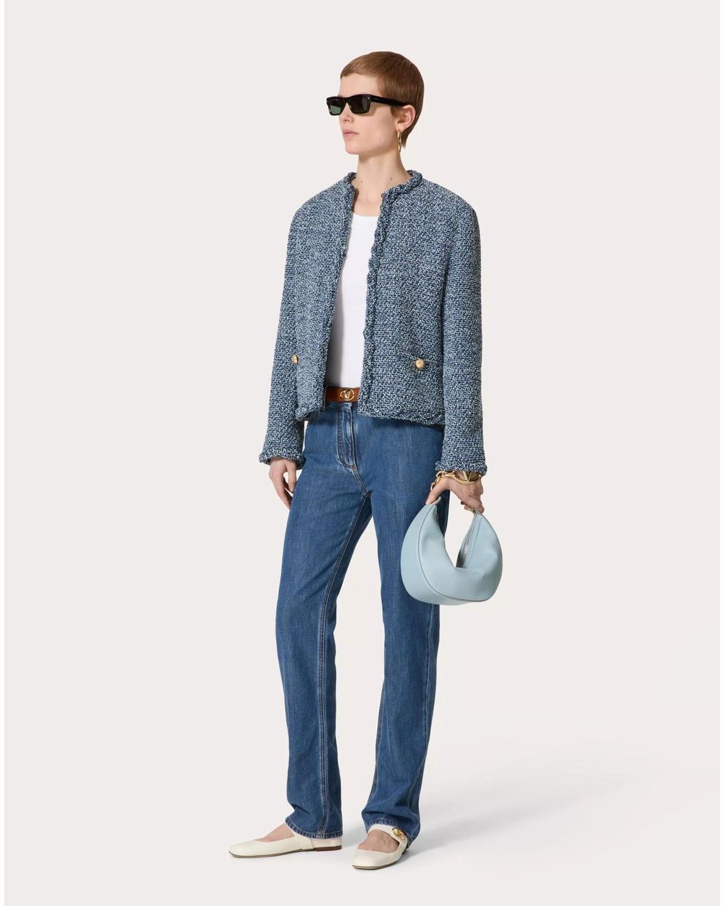 Valentino Blue Mid-Rise Straight Leg Jeans