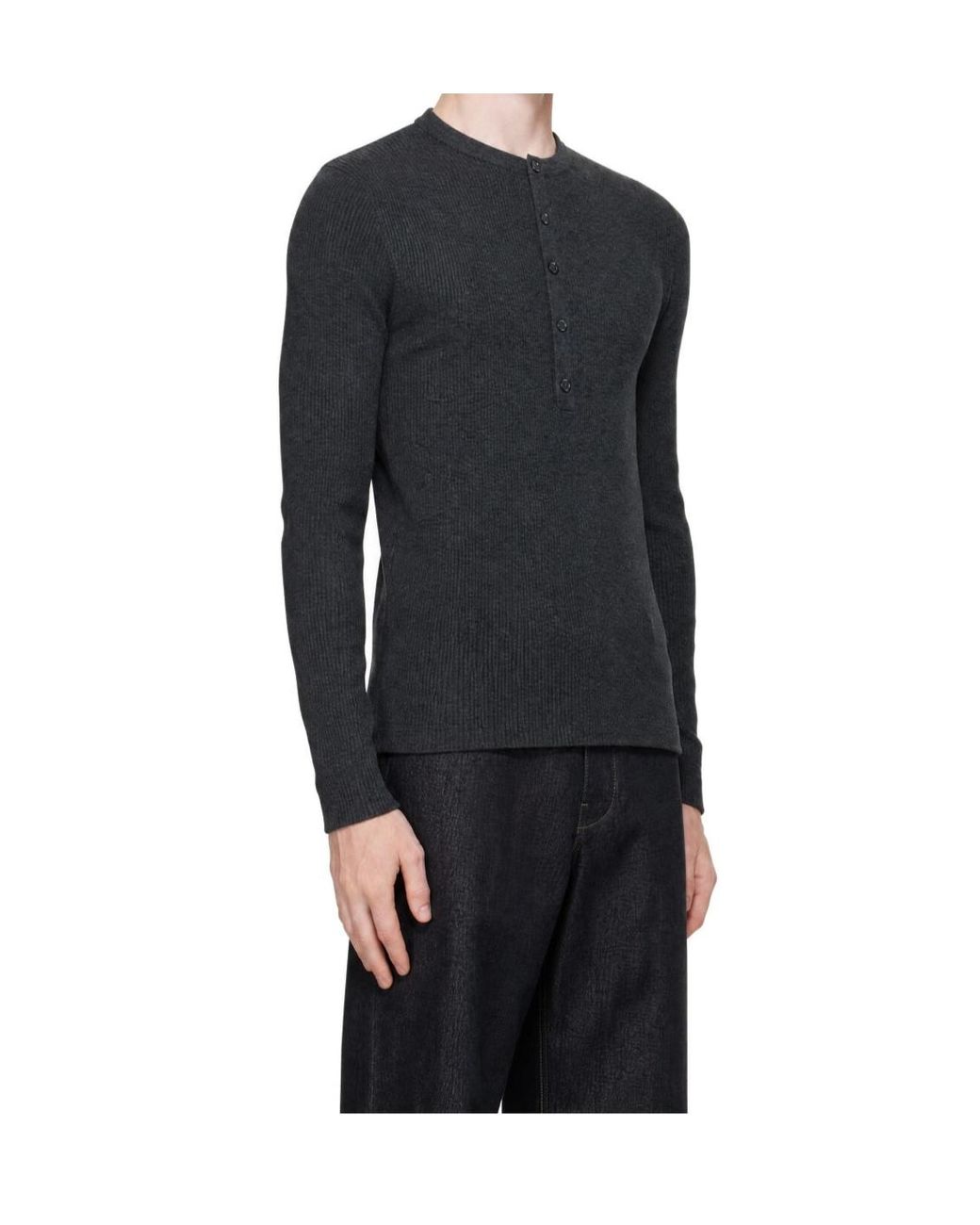 Lisa Yang Blue Button-Front Long-Sleeve Polo Shirt for men