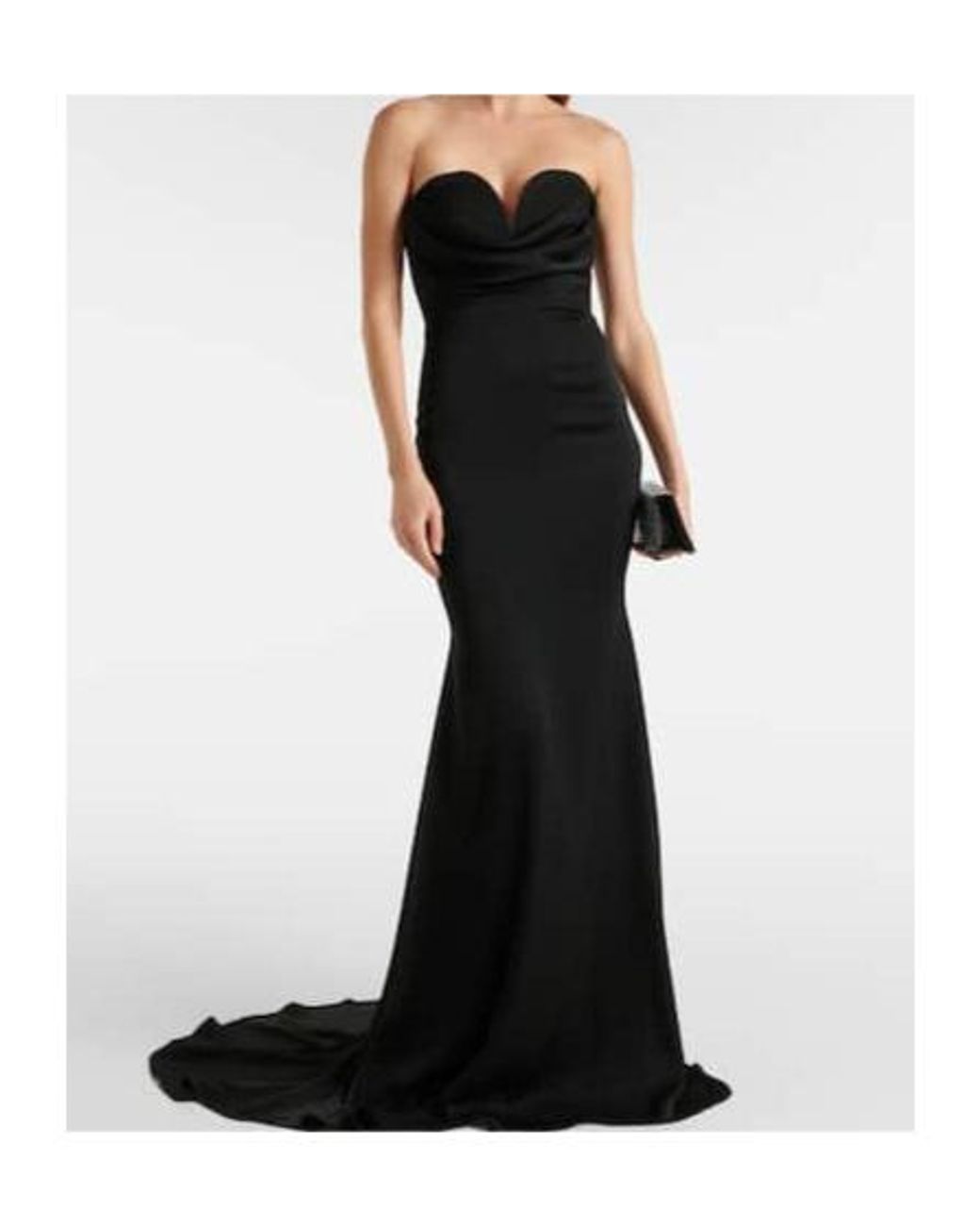 Alex Perry Black Gathered Strapless Satin Gown