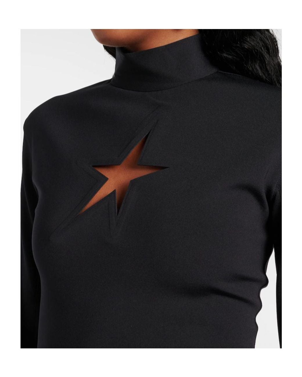 Mugler Black Lace-Up Cutout Tank Top