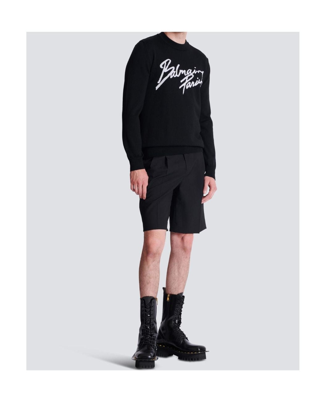 Balmain Black Merino Wool Jumper for men