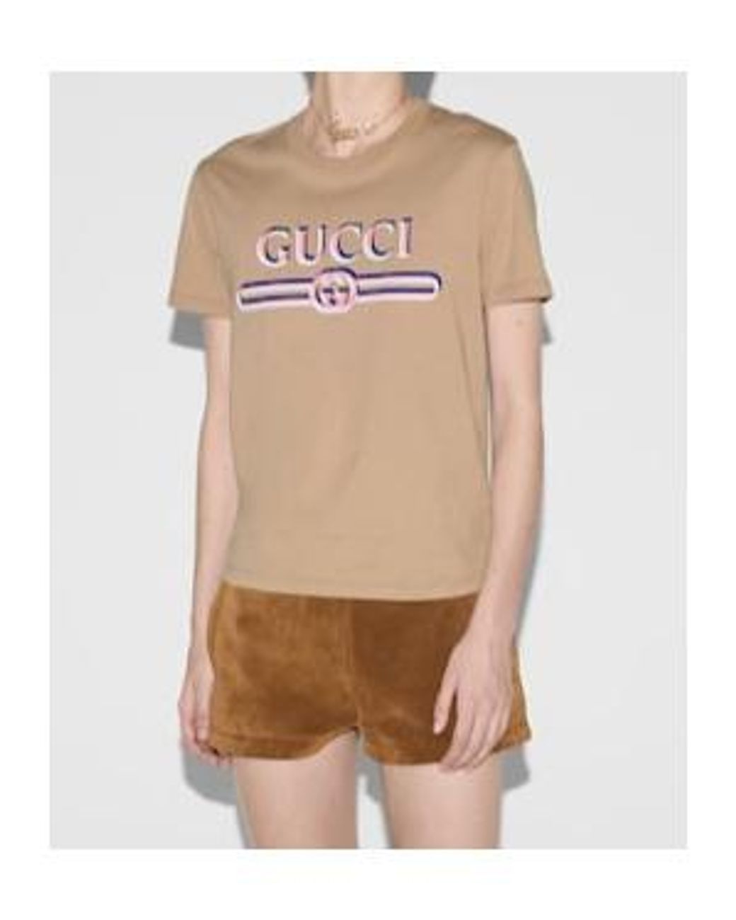 Gucci Natural Cotton Jersey T-Shirt With Print, Ready-To-Wear