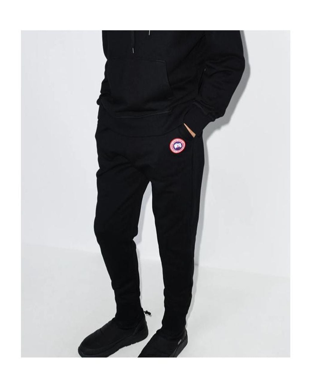 Canada Goose Black Logo Patch Drawstring Track Pants for men