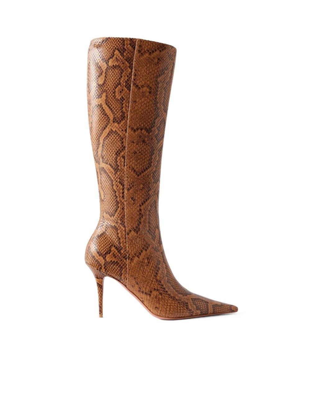AMINA MUADDI Brown Barbara Snake-Effect Knee Boots