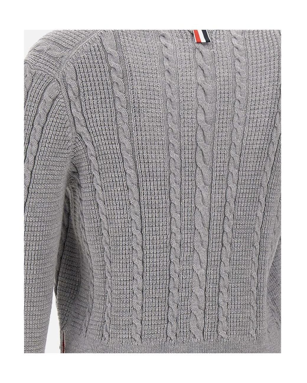 Thom Browne Gray V-Neck Buttoned Knitted Cardigan for men