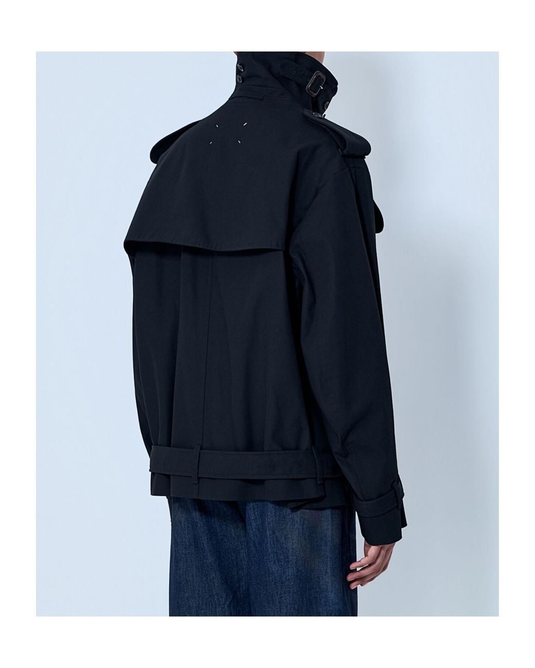 Maison Margiela Black Double-Breasted Cropped Caban