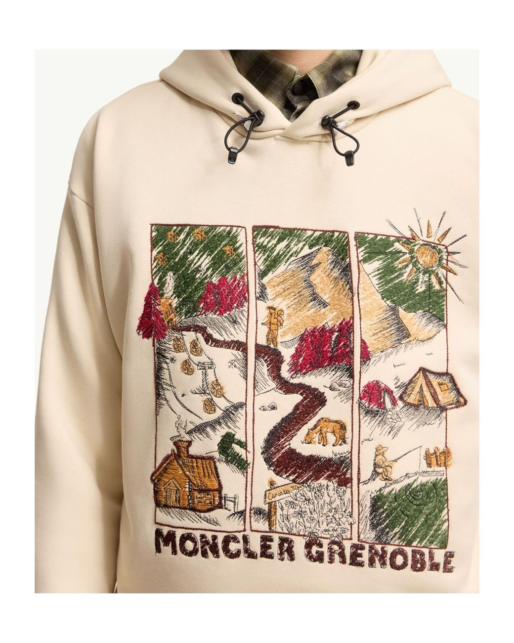 Moncler Natural Mountain Landscape Print Cotton Blend Hoodie for men