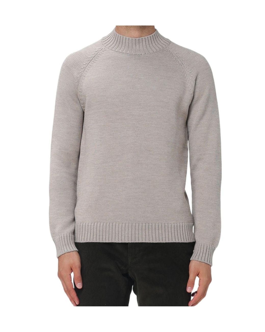 Zanone Gray Ribbed Turtleneck Jumper for men