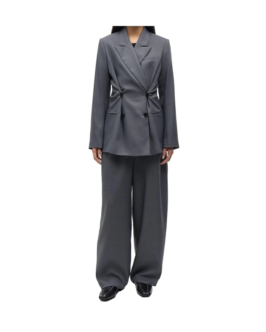 Samsøe & Samsøe Gray Pleated Design Casual Pants