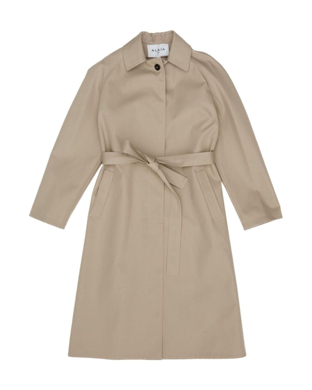 Alaïa Natural Alaïa Long-Sleeved Belted Coat