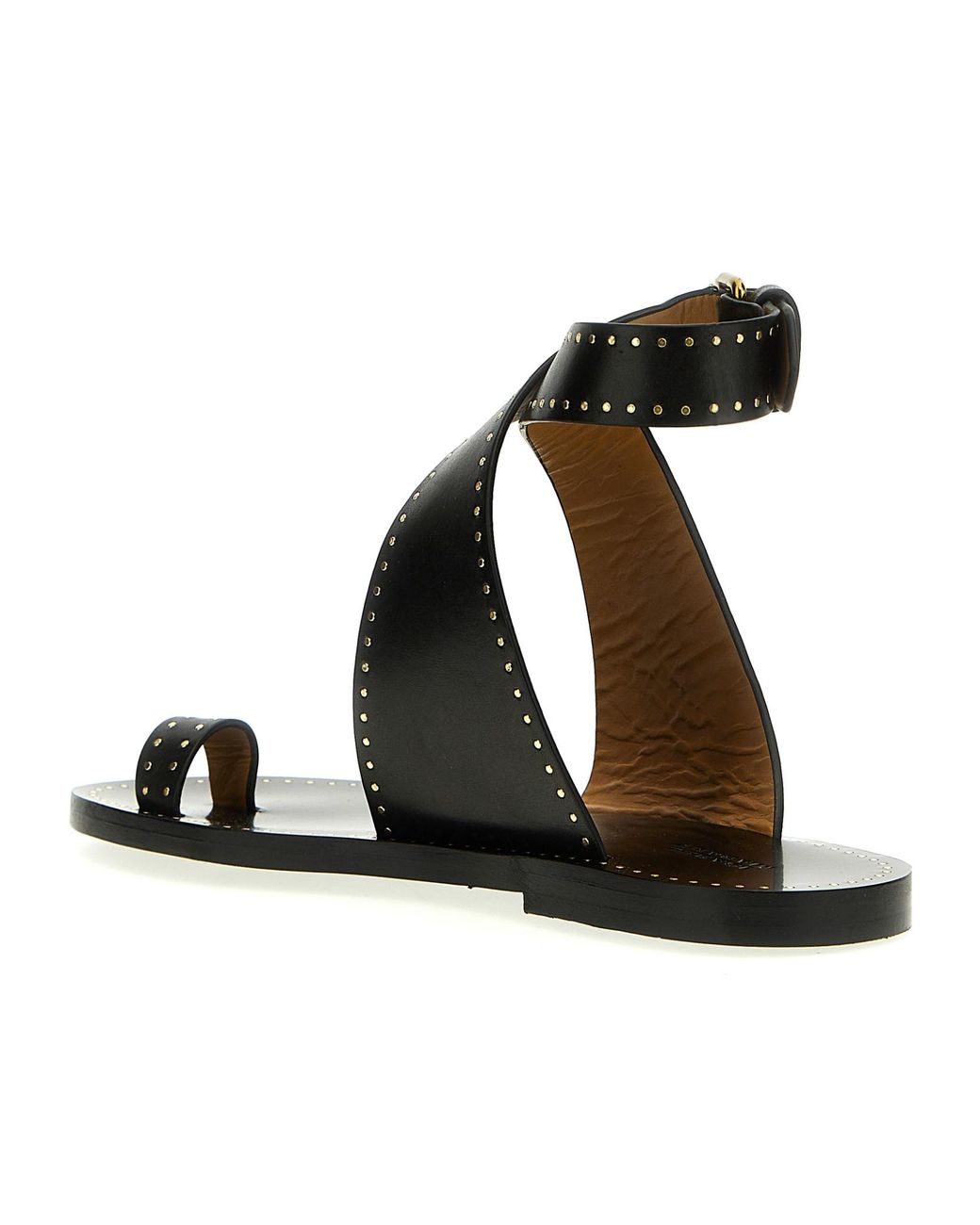 Isabel Marant Black Cross-Strap Studded Open-Toe Sandals
