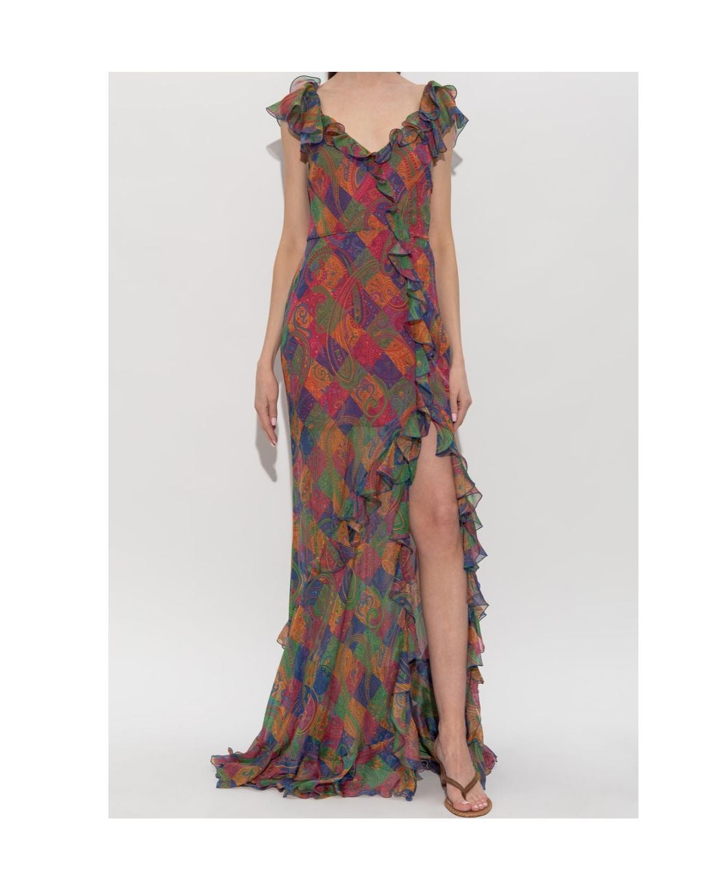 Etro Red Paisley Printed Maxi Dress