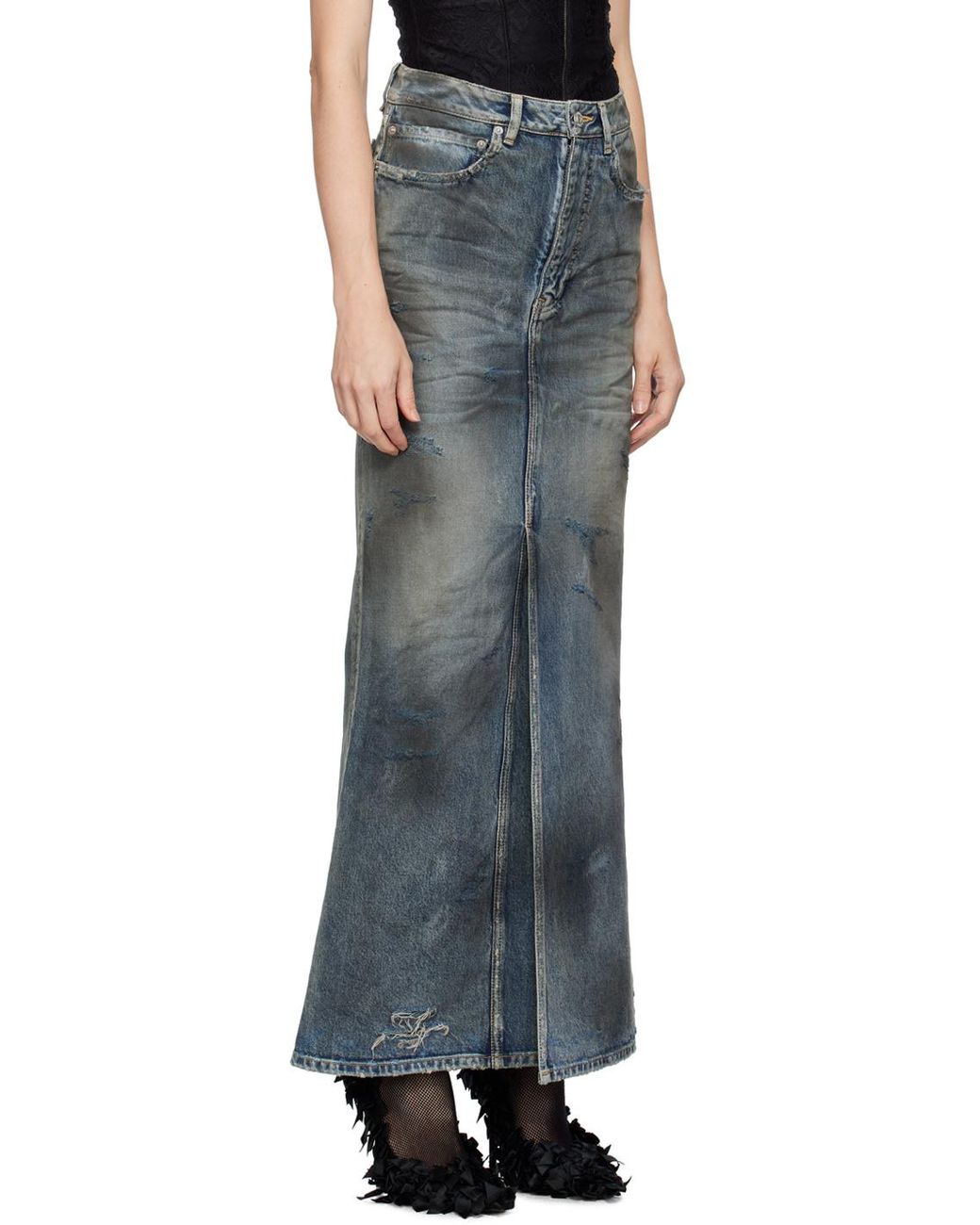 Balenciaga Gray Faded-Effect Maxi Skirt