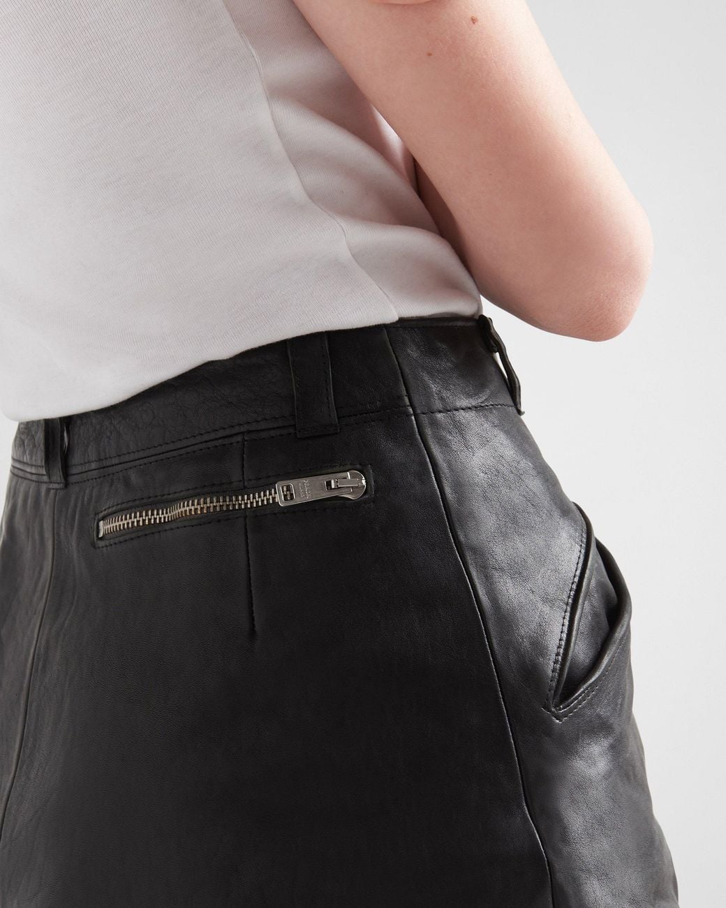 Prada Black Leather Shorts