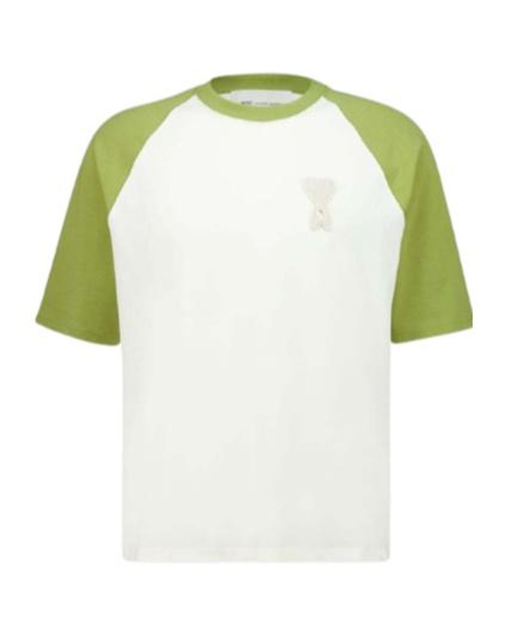 AMI Green Ami Logo Detailed Crewneck T-Shirt for men