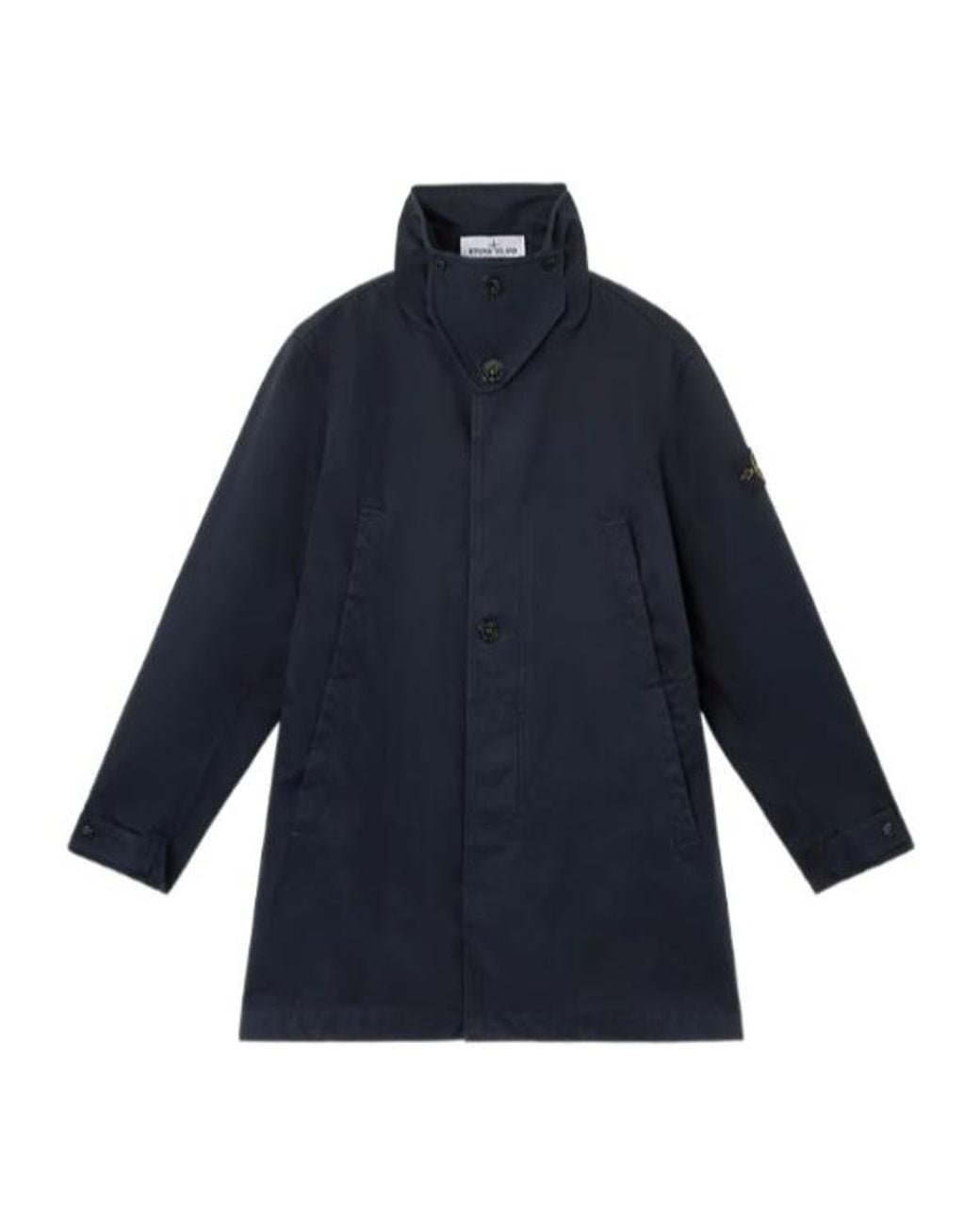 Stone Island Blue Compass-Badge Button-Up Coat for men