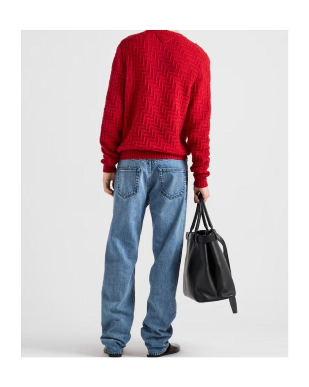 Prada Blue Logo Patch Straight Leg Jeans for men