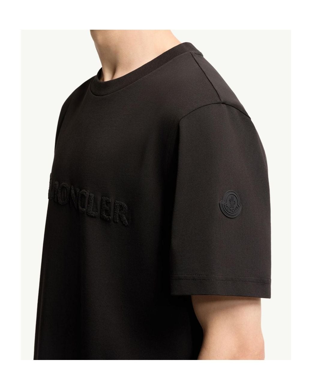 Moncler Black Logo Patch Crewneck T-Shirt for men