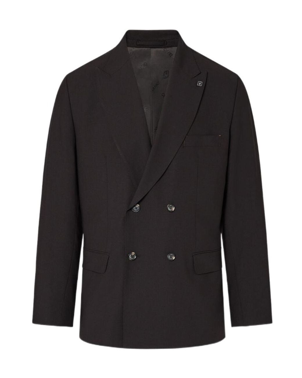 Liu Jo Black Double-Breasted Wool Blend Jacket for men
