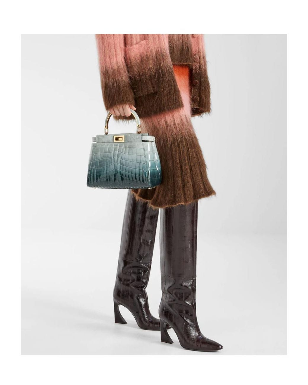 Fendi Blue Gradient Crocodile Bag