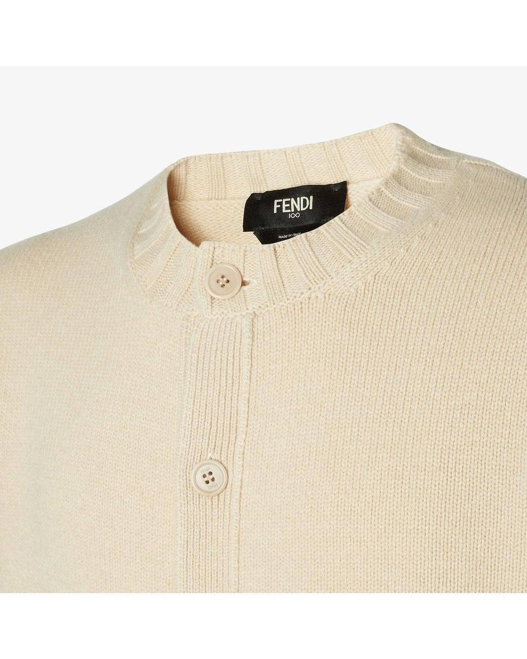 Fendi Natural Cream Cashmere And Wool Cardigan for men