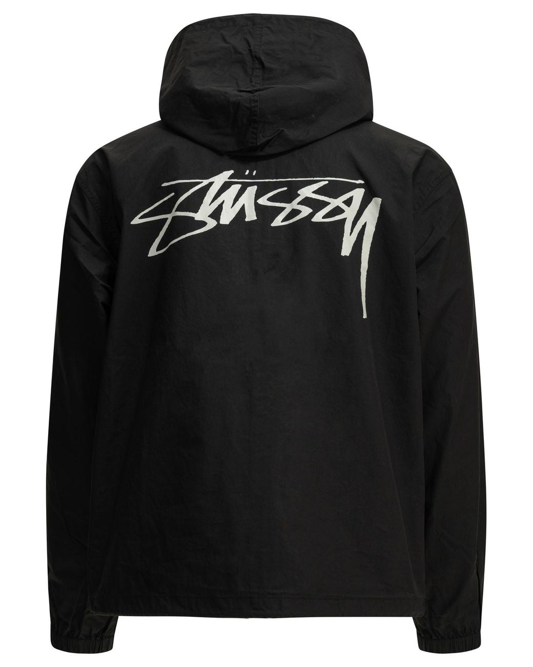 Stussy Black Stüssy Logo Zip Hooded Jacket for men