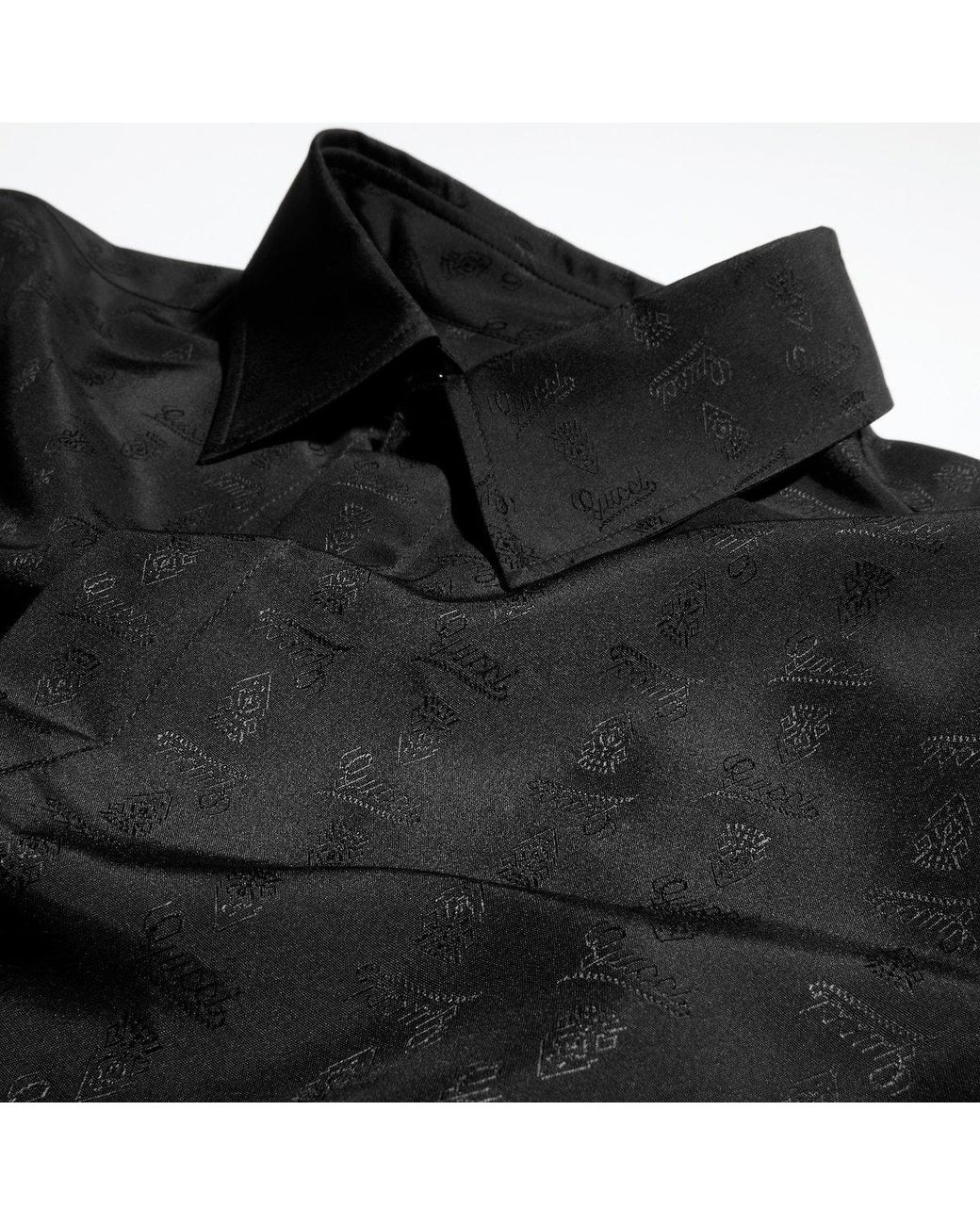 Gucci Black Silk Habotai Shirt With Jacquard Detail