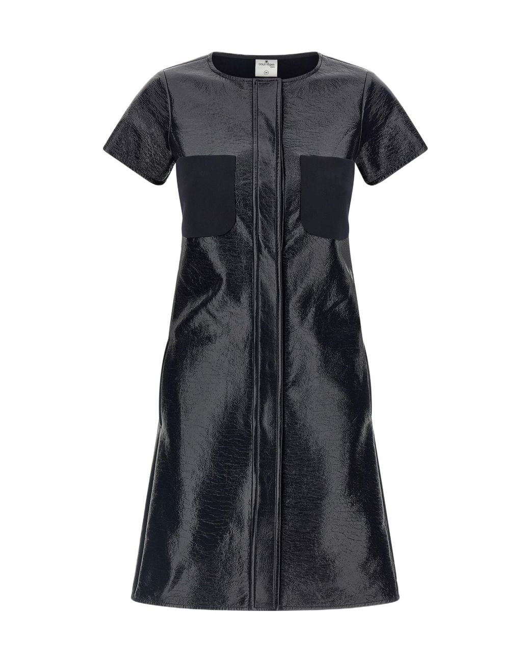 Courreges Black Vinyl Patch-Pocket Mini Dress