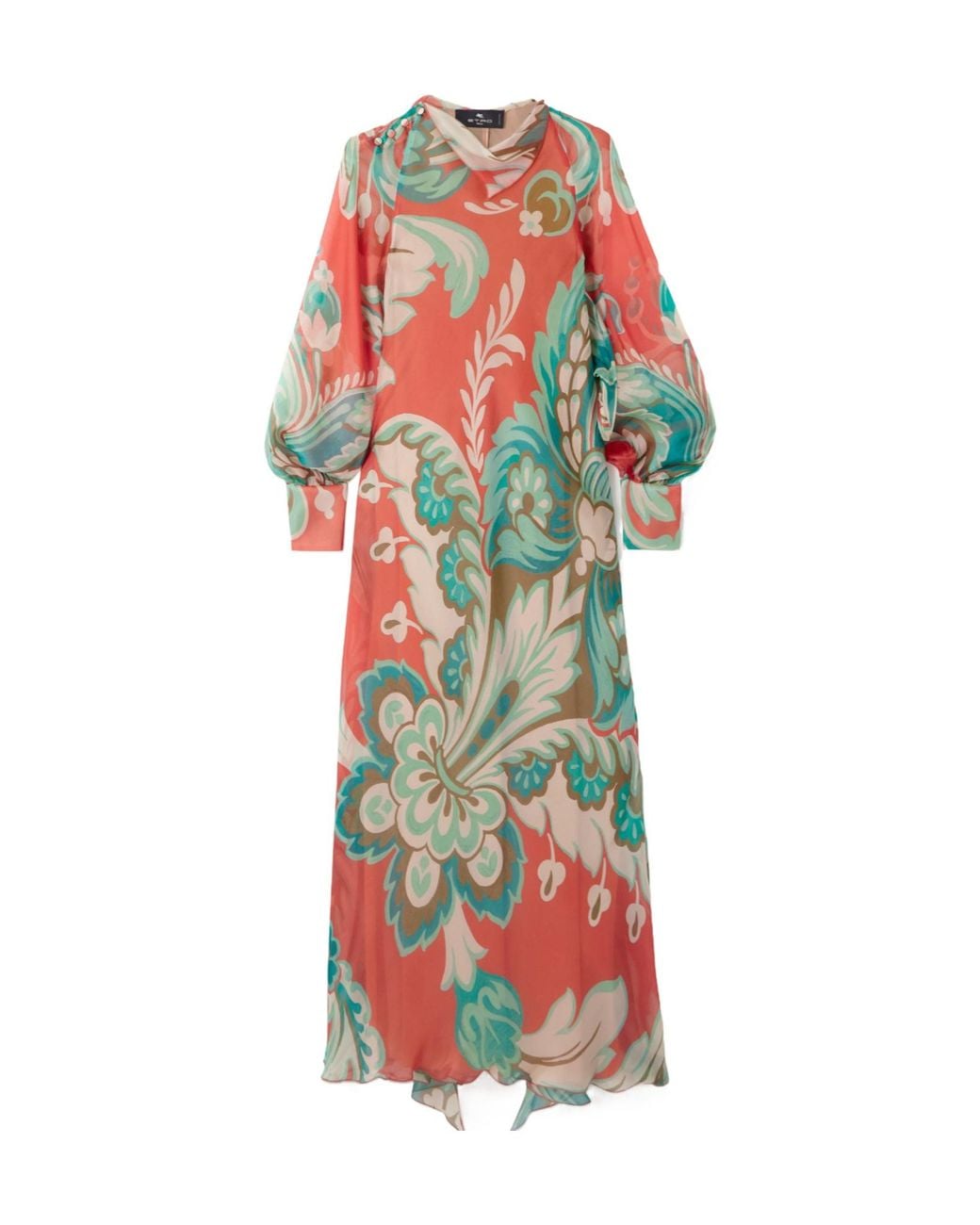 Etro Red Silk-Chiffon Maxi Dress
