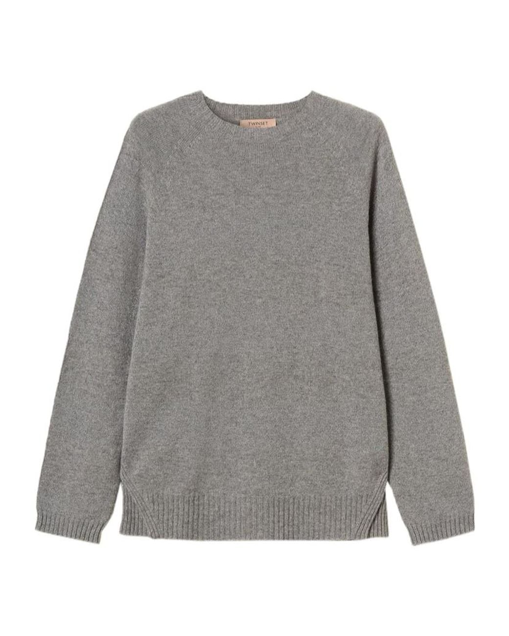 Twinset Gray Lurex-Detail Jumper