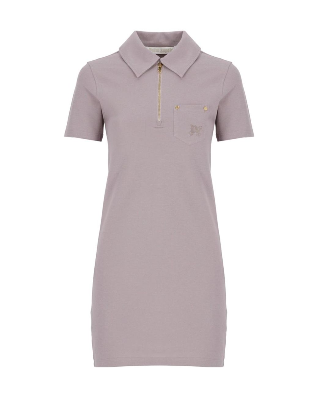 Palm Angels Purple Logo Embroidered Mini Polo Dress