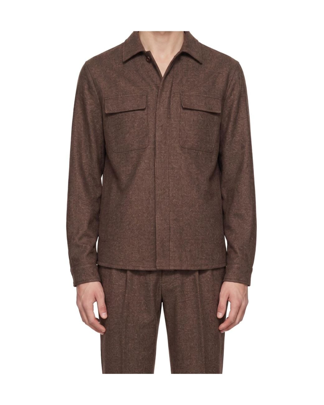 Eleventy Brown Pleated-Detail Two-Piece Suit for men