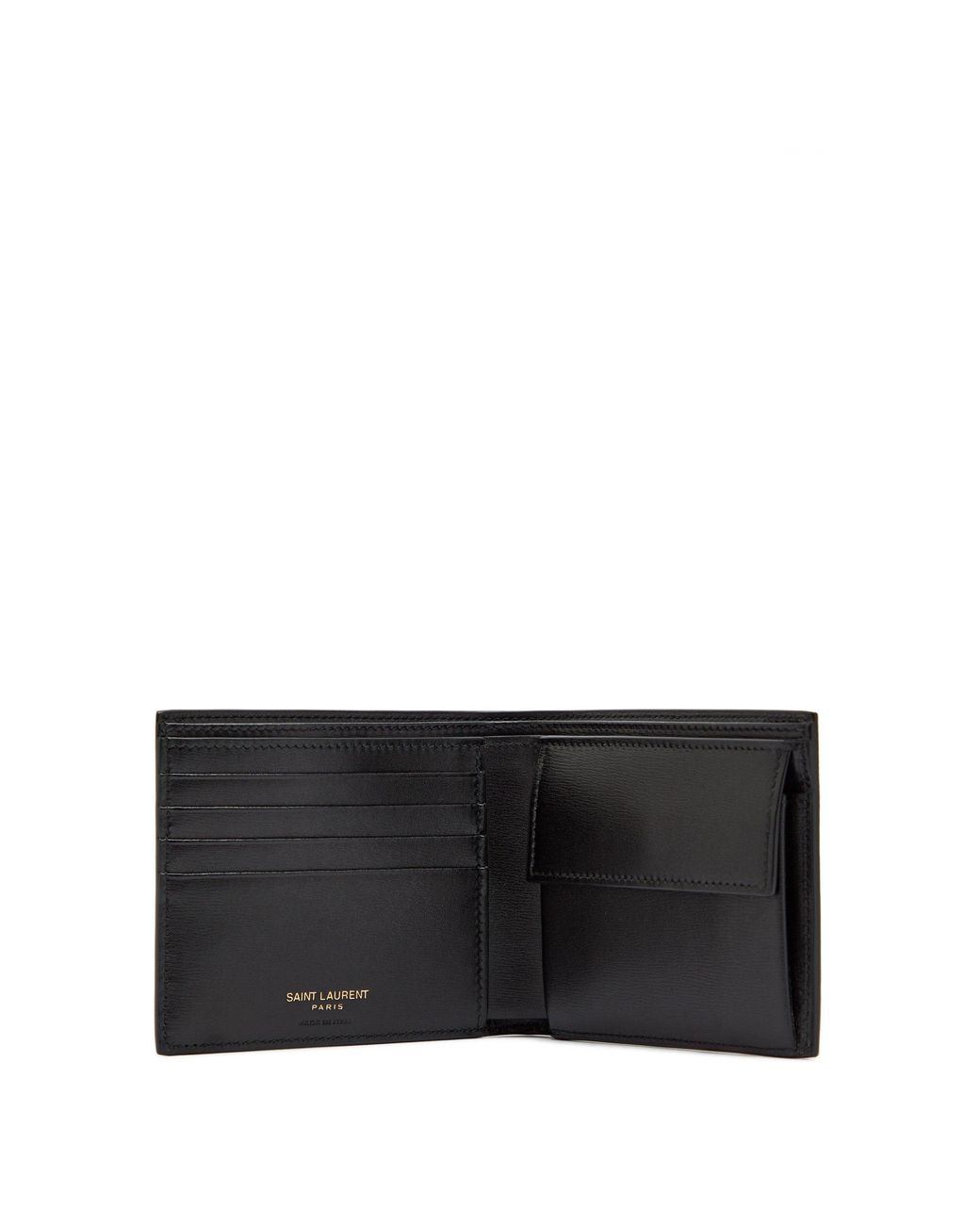 Saint Laurent Black Grain Leather Short Foldable Wallet for men