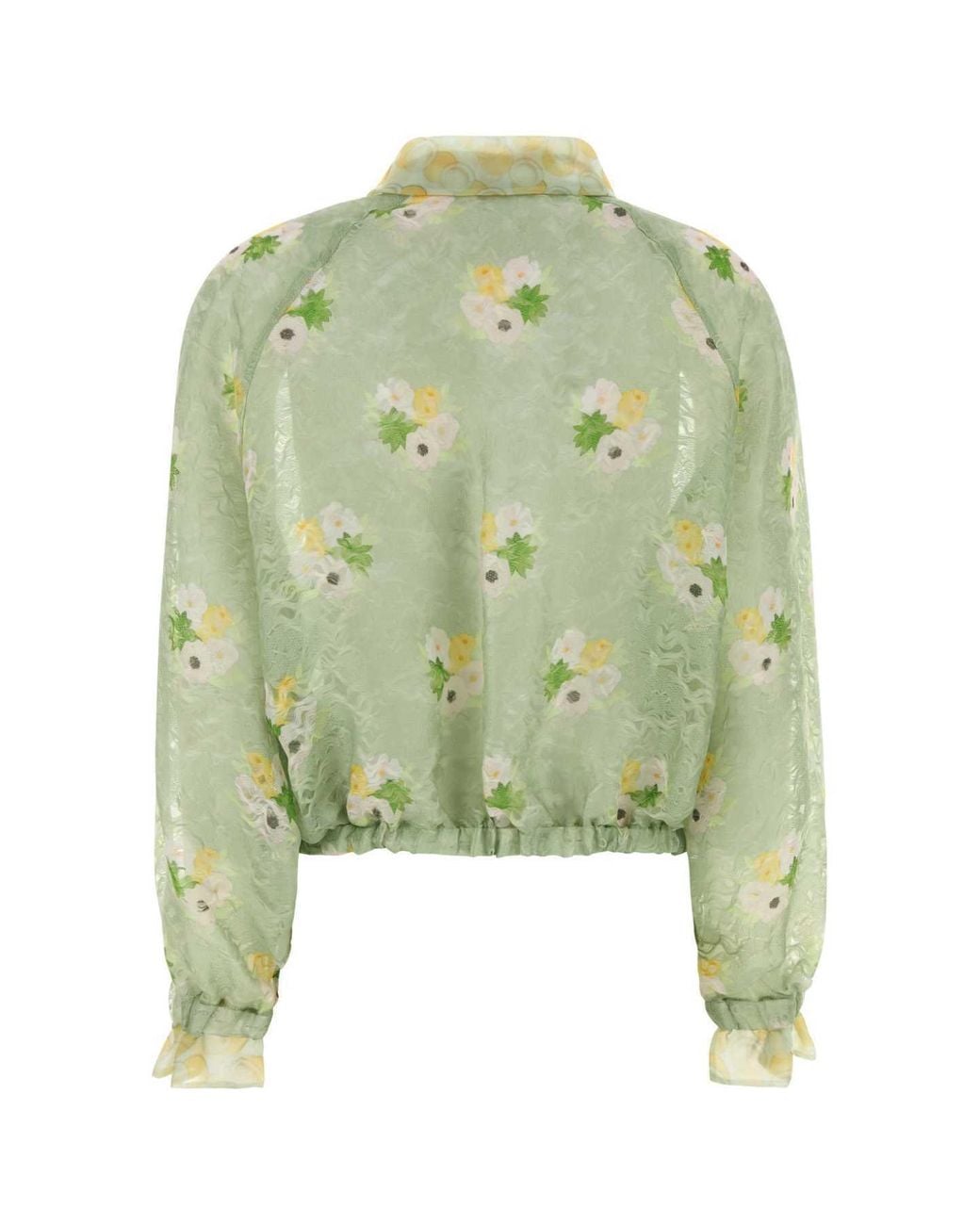 Fendi Green Light Organza Lace Bomber Jacket