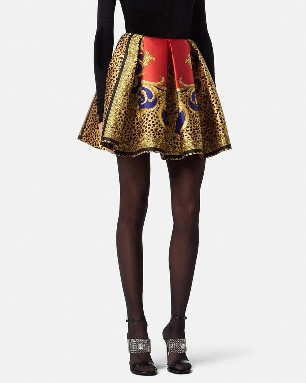 Versace Red Pattern-Printed Pleated Mini Skirt